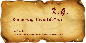 Korponay Graciána névjegykártya